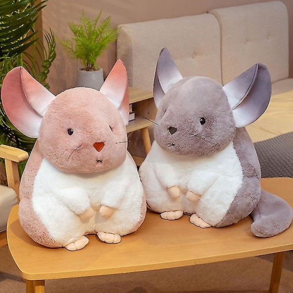 Hamsterkudde söt plysch Chinchillas gosedjur mjuk leksak plyschdjur husdjur för barn julklapp söt naturtrogen plyschleksak-r pink 35cm