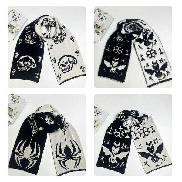 Vendbar Strikket Skjerf Halsvarmer Dobbeltsidig Skjerf Dametilbehør Devil cat mink fur s