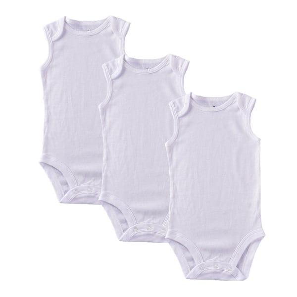 Unisex Baby 3-Pack Sleeveless Original Bodysuits, White, 3M