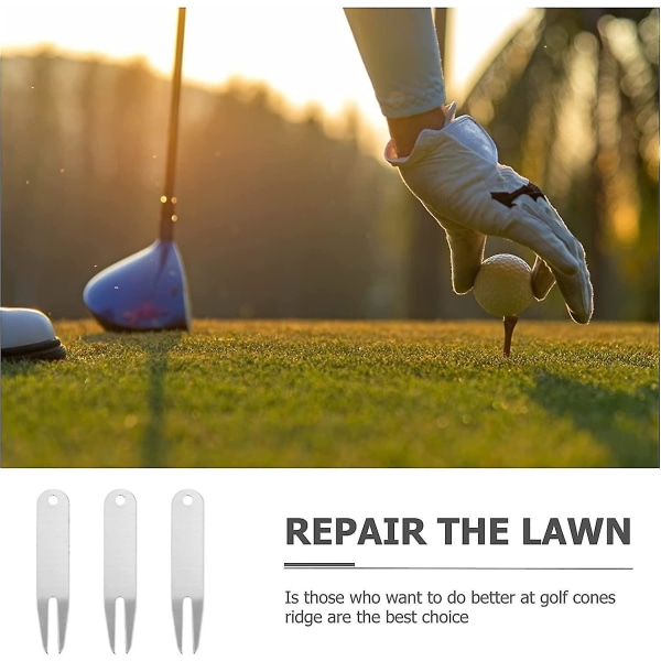 Golfit ruostumattomat golfhaarukat Mini Divot -korjaustyökalut Vihreät nurmikon korjaushaarukat Golfia nurmikon työkalut Golfin tarvikkeet ruostumattomasta teräksestä golfia