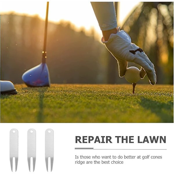Golfit ruostumattomat golfhaarukat Mini Divot -korjaustyökalut Vihreät nurmikon korjaushaarukat Golfia nurmikon työkalut Golfin tarvikkeet ruostumattomasta teräksestä golfia