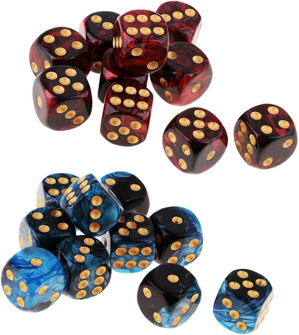 20 stykker polyhedriske terninger D6 terninger 6-sidige 16 mm akryl terningespill