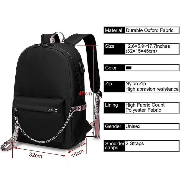 Stray Kids USB-ryggsäck i koreansk stil Felix skolväska pojkar flickor fans presentpåse Mochila_Newway 3