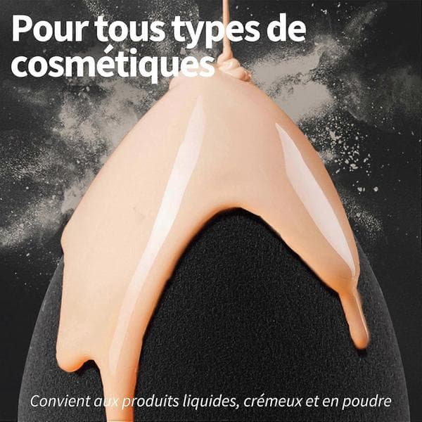 Et sæt med 5 sorte makeupsvampe, latexfri, vegansk formel, velegnet til sort foundation.