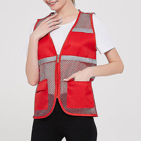 Dam Väst Hög Synlighet Reflex Väst Arbets Säkerhetsvästar Jacka Red 4XL