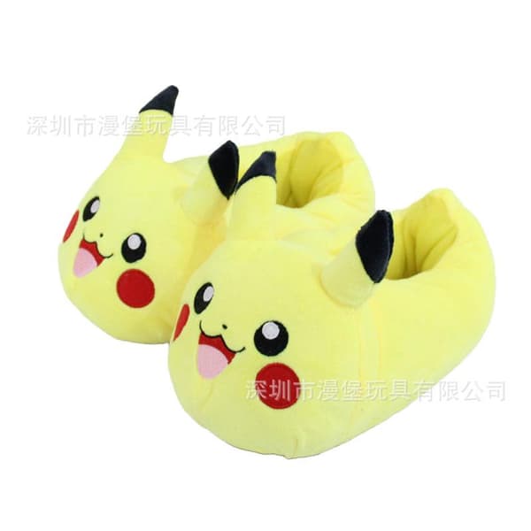Plyssko, indendørs bomuldssko til par, hjemmesko All-in-one Pikachu sko (gul)