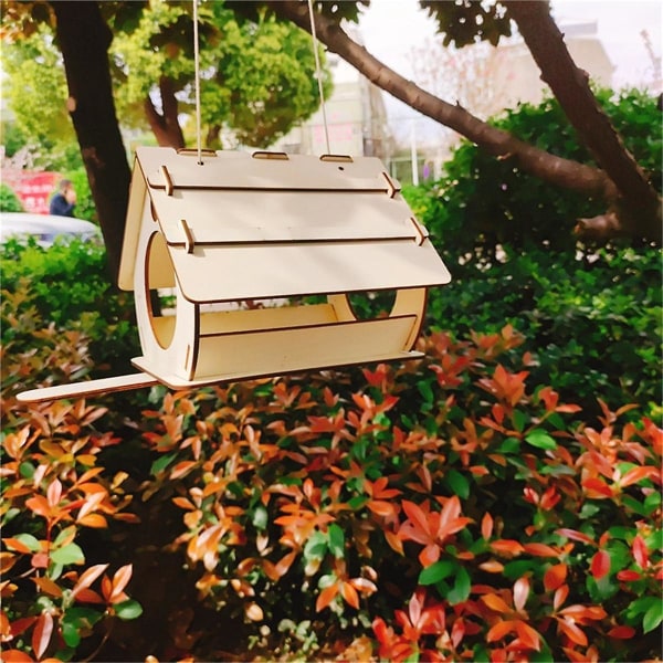 Træ Fuglerede med Aborre Fuglefoder Husholdnings Fuglerede Box Velegnet til udendørs havedekoration Wood Color