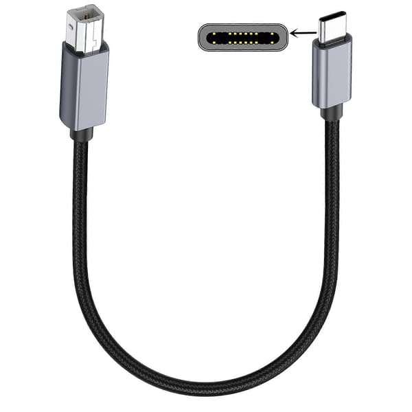 USB C till B anslutningskabel stöder 480 Mbps hastighet effektiv för tangentbord och musikkontroller för kontors- och hemmabruk 0,3 meter