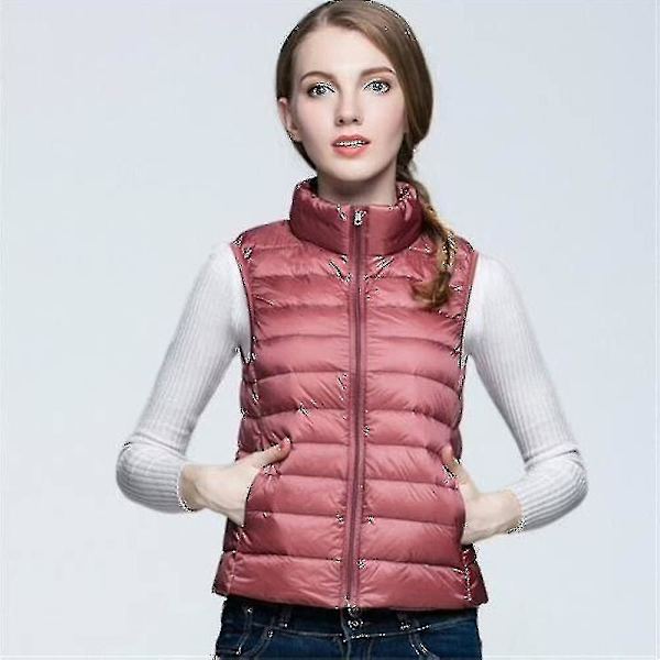 Ærmeløs vinterbukser til kvinder - let quiltet pufferdunvest for varme Pink XL