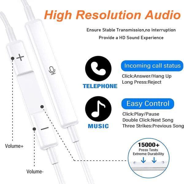 Kablede hovedtelefoner med Lightning-stik, HiFi Audio Stereo Head