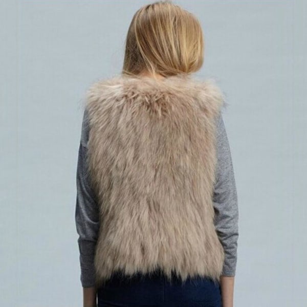 Dam ärmlös fuskpäls Gilet väst Fluffy Vest Jacka Coat