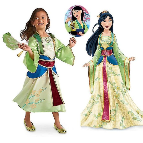 Prinsesse Mulan Kostymekjole For Jenter, Barnekarakter Dress Up Outfit Mulan dress 120cm