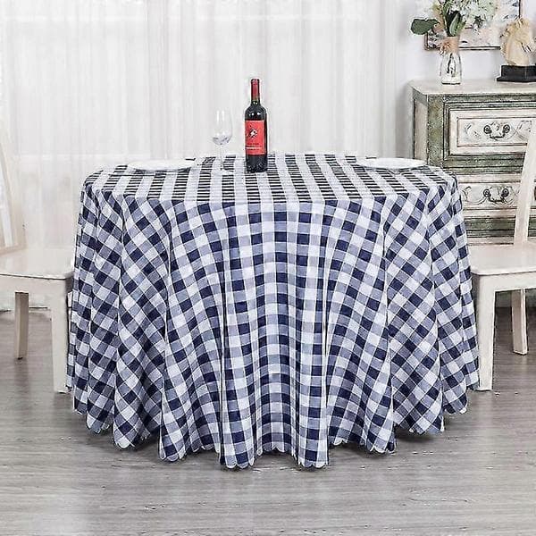 Elegant rund dug i polyester med moderne ternet mønster til te- og spisestueindretning black Round diameter 280cm