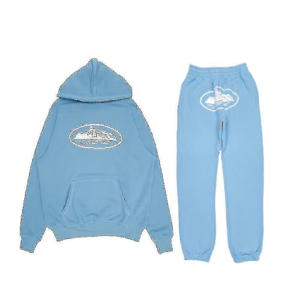 Corteiz Miesten Y2k Joggingpuku, 2-osainen syksyinen kevyt urheiluasu_x67 Blue L