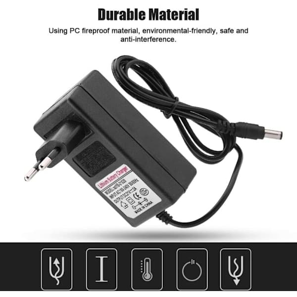 Universal strømadapter, AC 100-240V DC 21V 2A Erstatningsoplader til lithium-ion-batteri Sikker oplader til hjemmeelektronik. (EU)