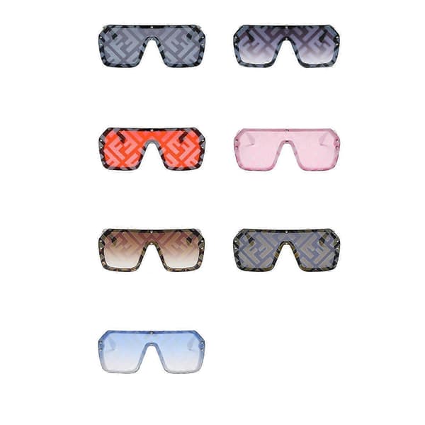 Nye opgraderede store stel trend bogstav solbriller samlede linser mænd kvinder mode all-match Gray
