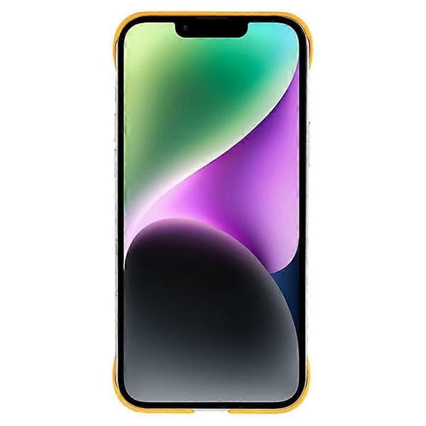 Kompatibel med iPhone 15 Plus etui rammeløst hud-touch hårdt PC telefoncover Yellow