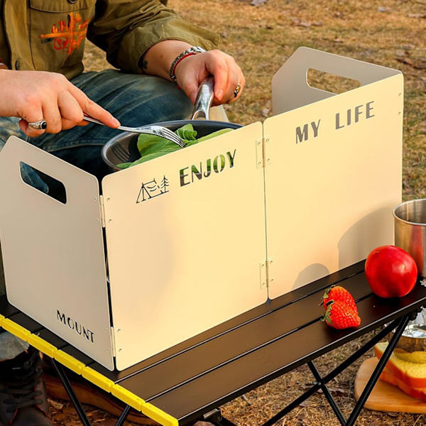 Beige Stove Windshield - Foldable Camping Stove Windshield, 4 Plates