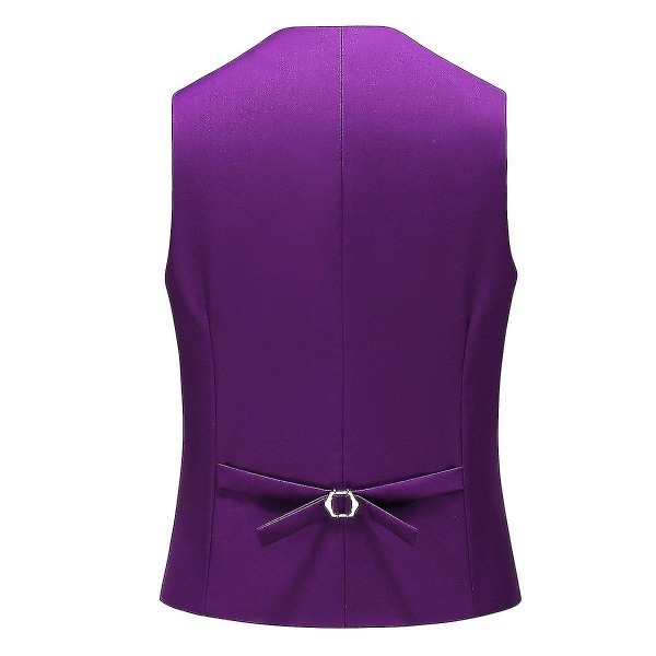 Herre bryllupsbanket formelt jakkesæt Vest Business Slank ensfarvet vest Purple XS
