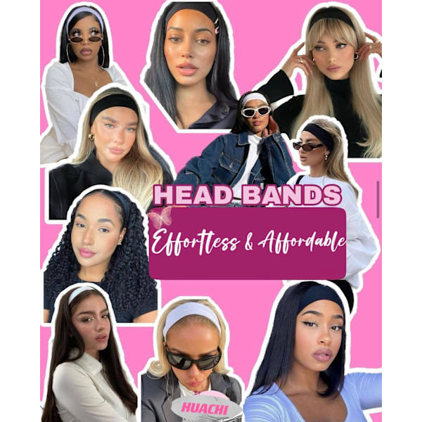 Hårband för Kvinnor 16-pack Elastiska Hårband för Kvinnor Hår Halksäkra Mjuka Tyg Sweatband Yoga Löpning Sport Hårtillbehör BLACK & WHITE