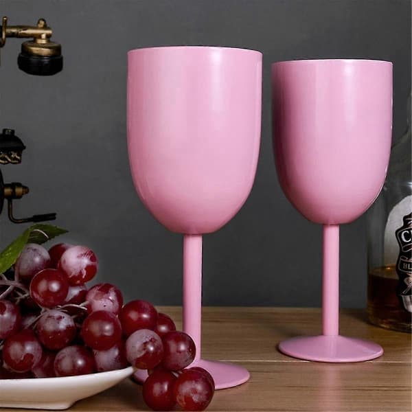 2 STK Isolerede Rosévinglas - Dobbeltvæggede Rejsekopper i Rustfrit Stål med Lækagesikkert Låg til Voksne Pink