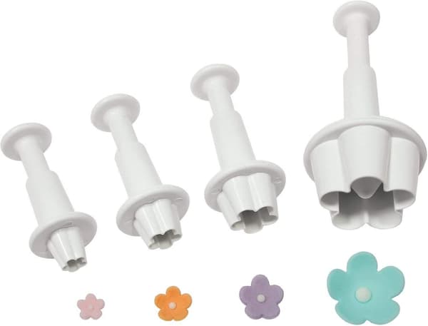 Sæt med 4 udstikkere, plastik, hvid