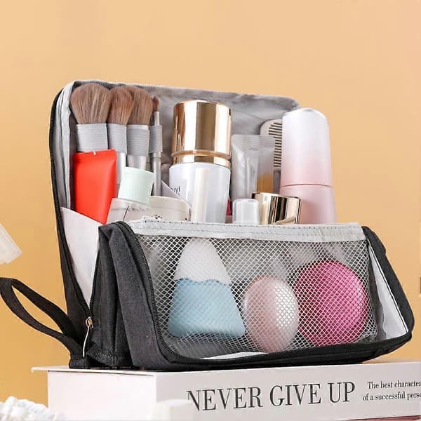 Makeup Taske Mode Kompakt Makeup Opbevaringspose til Læbestifter Øjenskygge Grey