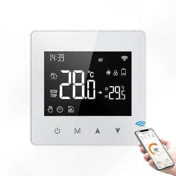 Tuya ZigBee Termostat Smart Hjem Batteridrevet Temperaturkontroller for Gasskjele Fungerer med Stemmeassistent White