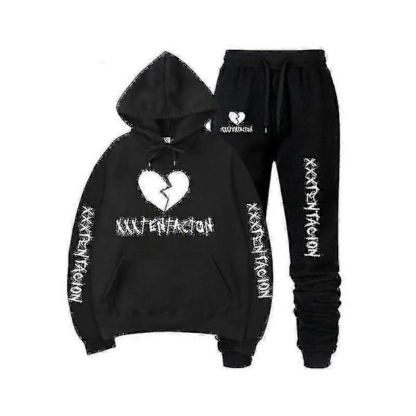 Höst/vinter Xxxtentacion Revenge Kill Hip Hop Hoodies Tröjor och Byxor Män Tvådelad Set Huvad Dräkt Sammet Shry blueblackAIxinBB L