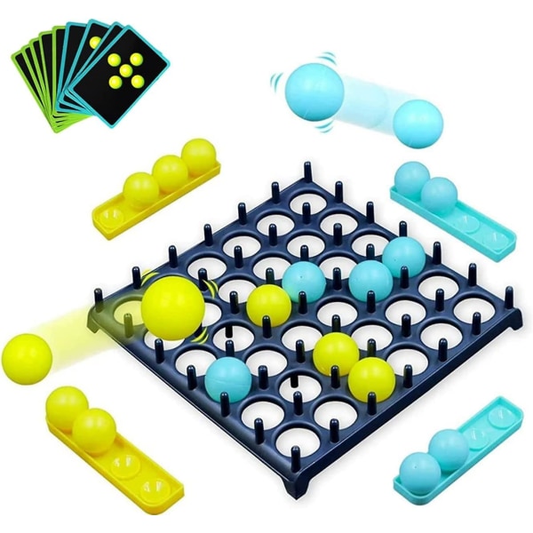 Bounce Party Game Jump Ball-tabletspil med 16 hoppebolde, 9 udfordringskort, 1 spilgitter, brætspil til børn og voksne