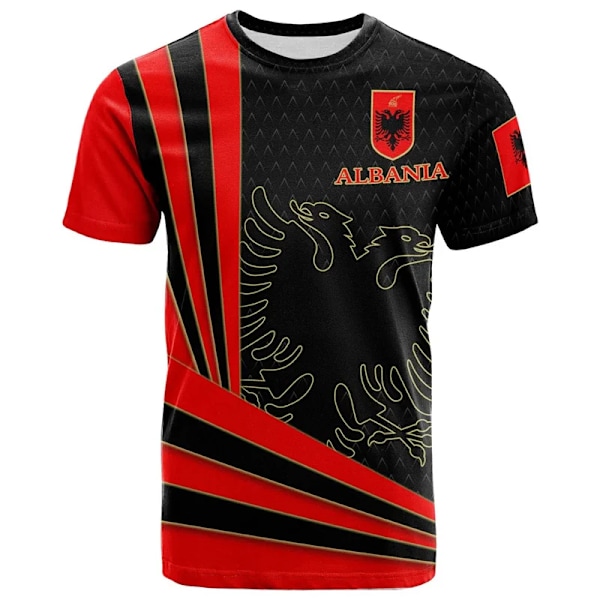 Fotboll Albanien Tröja 2025 Fotbollslag T-Shirt 3D T-shirts Ivory XS