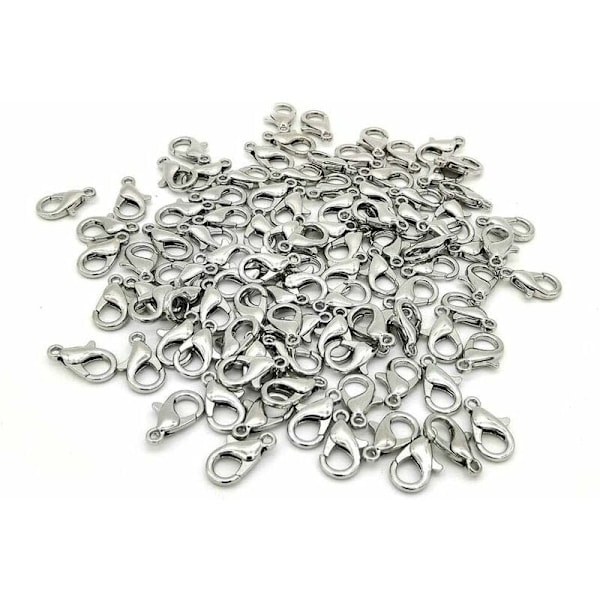 100 st Silver Hummerlås/Smyckeslås för Smyckestillverkning, Hängen och Armband (Silver)