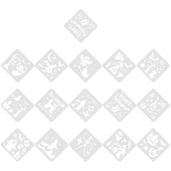 16 stk. Håndværkstegningsstencils Dekorative Halloween-stencils Husholdningsprintstencils
