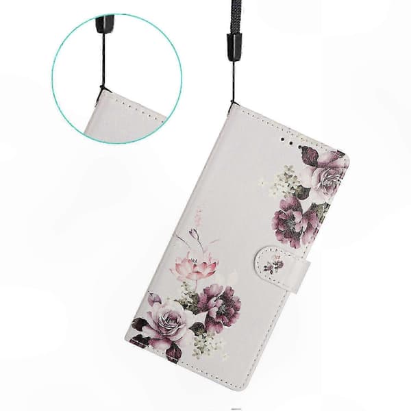 Mønstret læderetui til A54 5G, pung-stativ & flipcover til telefonbeskyttelse Multicolor Cross Rose
