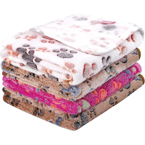 4 stycken fluffiga hundtäcken med print 24 X 16 tum Mjukt och varmt husdjur