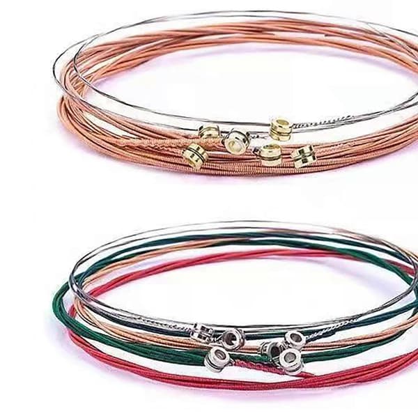 6 st färgglada gitarrsträngar ersättning akustisk gitarrsträng koppargitarrsträngar set för akustisk gitarr folkgitarr röd kopparsträng red copper string