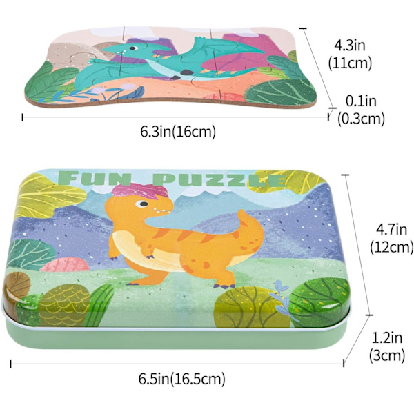 Pussel för barn, djurpussel, 5-bilderspussel, lämpligt för pojkar och flickor från 3, 4 och 5 år (Dinosaurie) Classic
