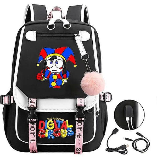 Ny Digital Circus Perifer Rygsæk, Studenter Skoletaske, Gratis Hårboll 2 Digital Circus Backpack