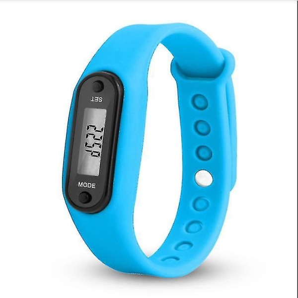 LCD håndleddsklokke skritteller Digital Sports Step Distance Calorie Counter Armbånd Sky Blue