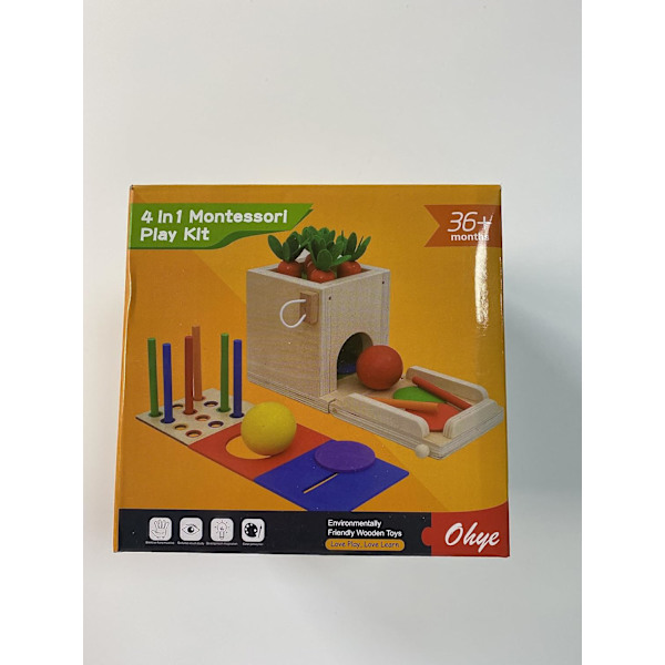 Montessori trælegetøj til småbørn 1 år gammel, objektpermanenskasse, møntkasse, gulerodshøst, sorteringslegetøj, læringsfarvespil