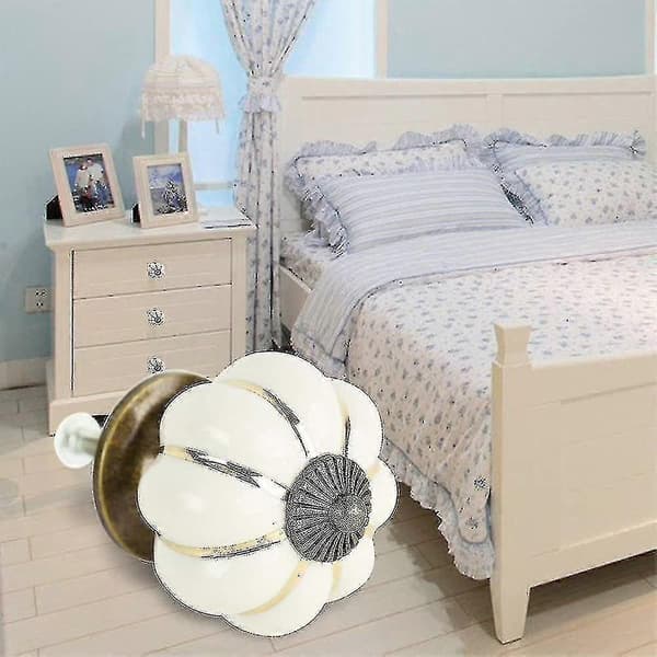 8 stk. skuffeknopper kommode møbelknopper keramik 38mm dørknopper bedste gave White
