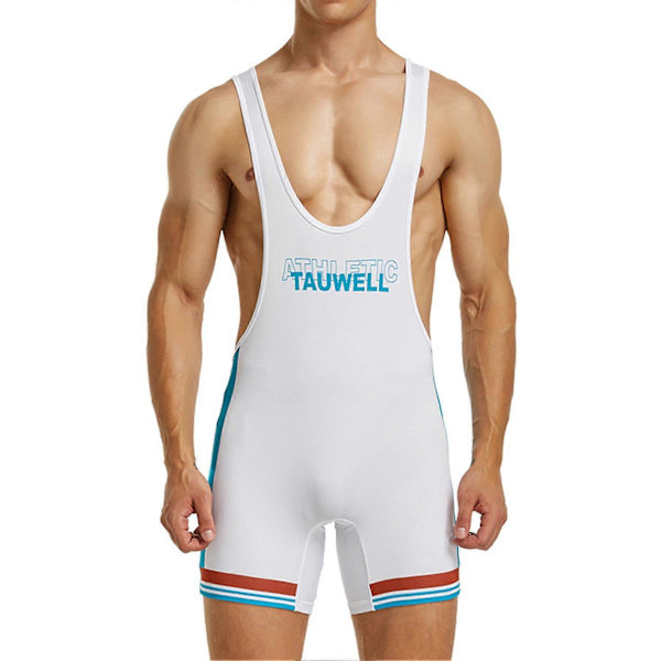 Mænd Singlet Letvægts Polyester Y-Back Tank Top Brydningsudstyr Til Fitness Blå XX White L