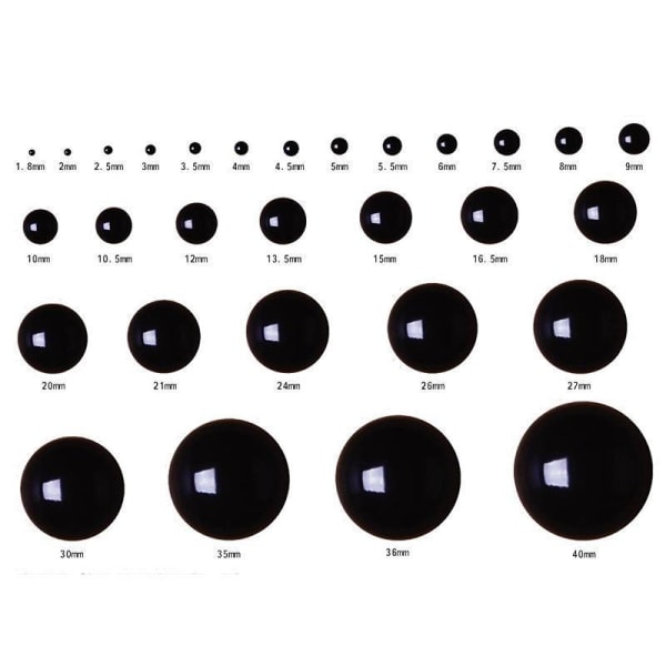 Amigurumi Safety Eyes - 10 par (20 stk) Sorte øjne, 18mm Sort xixl Black 18mm