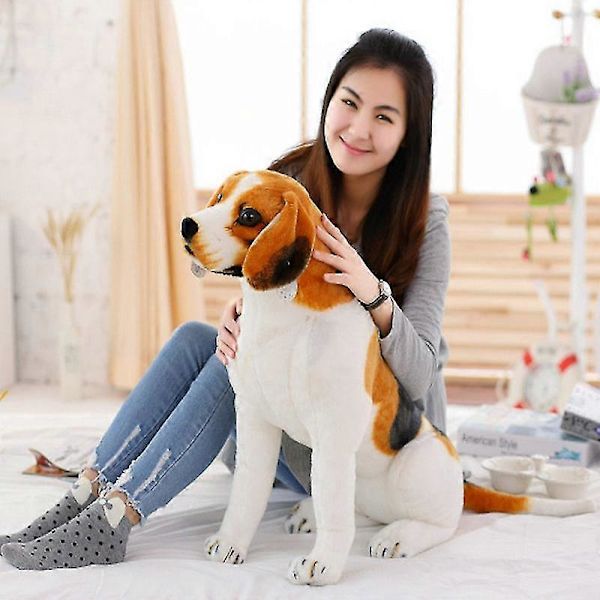 Jättimäinen Beagle-koiran lelu, realistinen täytetty eläin, koiran plussilelu, lahja lapsille, kodin sisustus, lemmikkieläinten kaupan mainosmaskotti - 75 cm