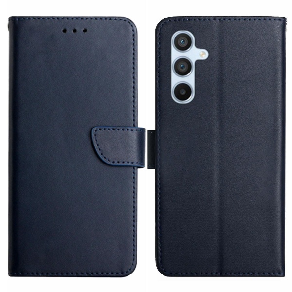 Til Samsung Galaxy A25 5G Nappa Texture Phone Wallet Case Ægte ko læder Stand Telefon Cover Blue