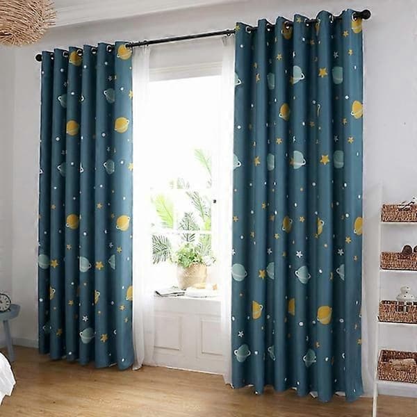 Tegneserie Blå Planeter Polyester Gardiner Lysgardiner Soverom Stue (1 stk)