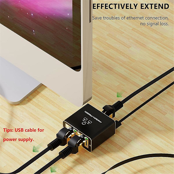 Ethernet Splitter 1 indgang til 2 udgange Høj hastighed 1000Mbps RJ45 Splitter Adapter til Cat5/5E/6/7/8 Kabel Routere og Mere