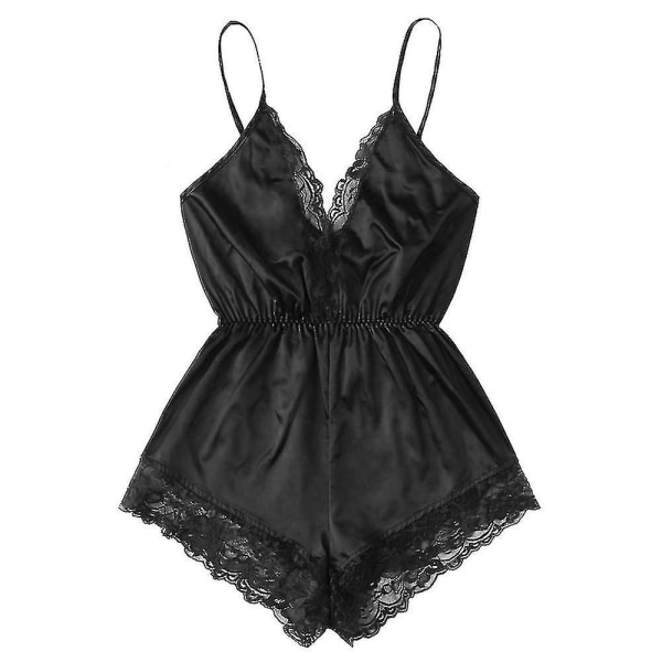 Kvinner Satin Blonde Body Strappy Undertøy Teddy Natttøy Natttøy Undertøy Black S