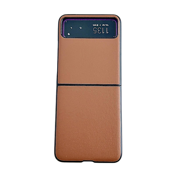 Læder tekstur telefontaske til Motorola Razr 40 Brown
