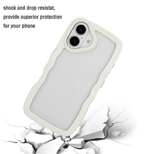 Kompatibel med iPhone 16-deksel Bølget kantdesign PC + TPU Støtsikkert telefondeksel White